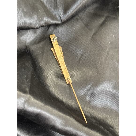 Vintage Art Deco Brooch Pin Bar Enamel Guilloché Red & Black Gold Tone By F&R - Picture 11 of 12